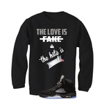 Air Jordan 5 Black Metallic Reimagined Black T-Shirt (Love is Fake)| illcurrency