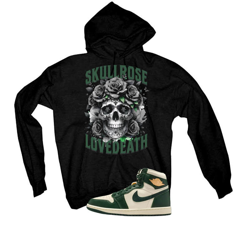 Air Jordan 1 High OG WMNS Fir Matching T-Shirt, Sweatshirts & Hoodies Black T-Shirt (Skull Rose)| illcurrency