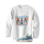 Air Jordan 4 Denim Worn Blue White T-Shirt (See No Evil Hustler)| illcurrency
