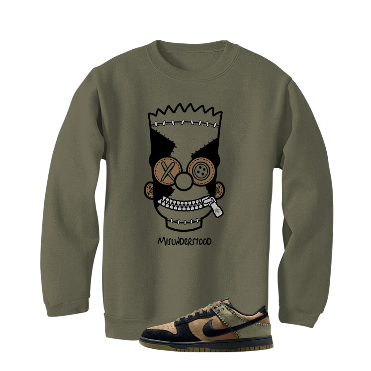 Nike Dunk Low Frankenstein Matching T-Shirt, Sweatshirts & Hoodies Military Green T-Shirt (Misunderstood)| illcurrency