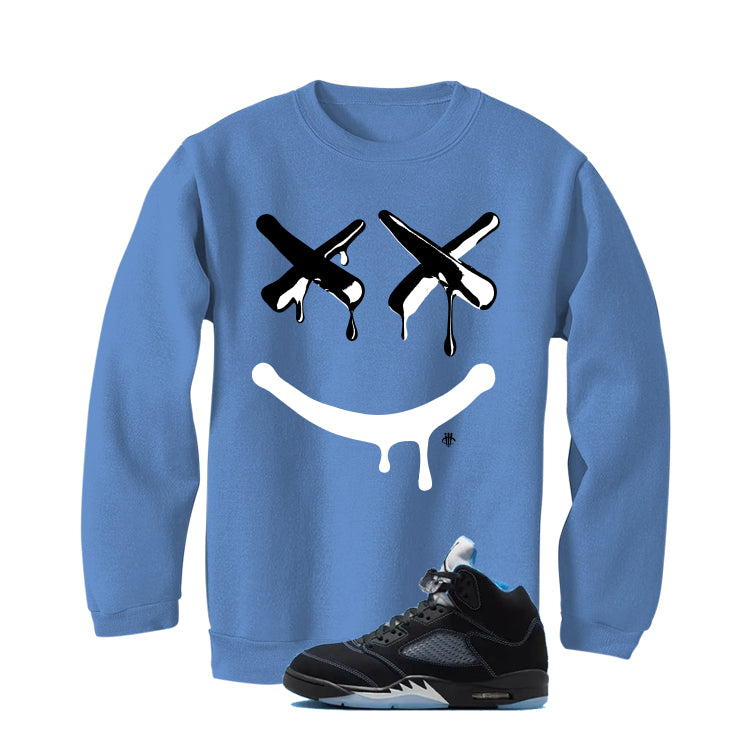 Air Jordan 5 Black/University Blue Matching T-Shirt Carolina Blue T-Shirt (Happy Drip)| illcurrency