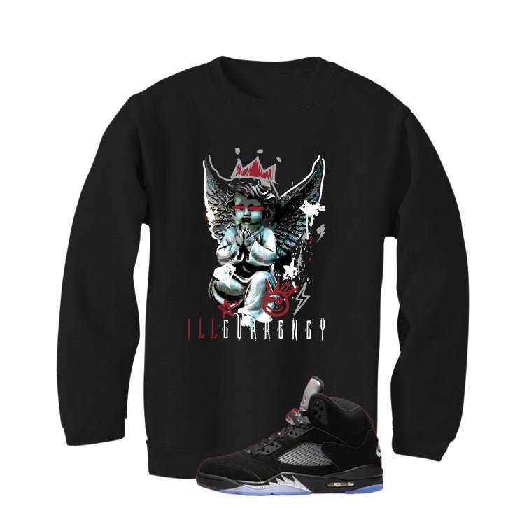 Air Jordan 5 Black Metallic Reimagined Black T-Shirt (Graffiti Angel)| illcurrency