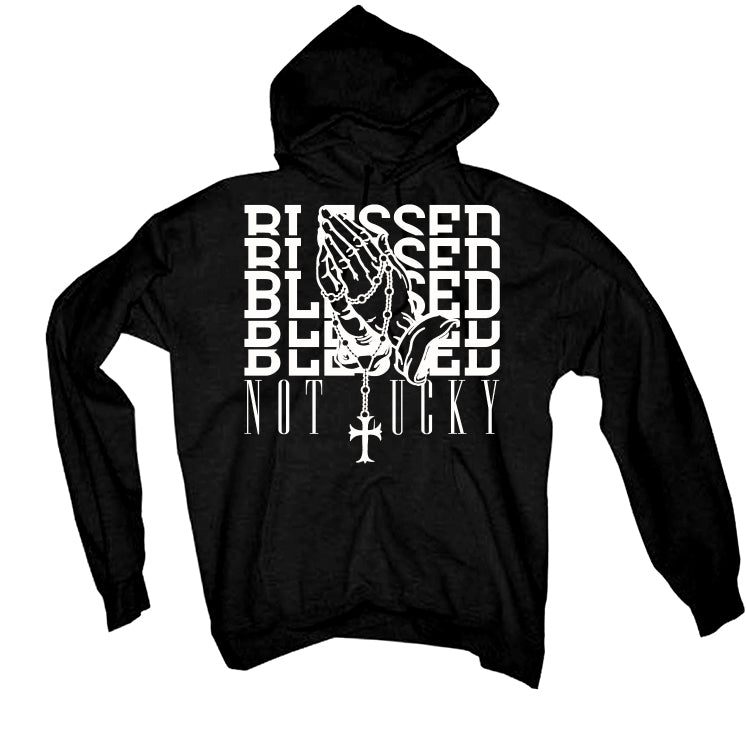 Air Jordan 4 Black Cat Matching T-Shirt, Sweatshirts & Hoodies Black T-Shirt (Blessed not lucky)| illcurrency