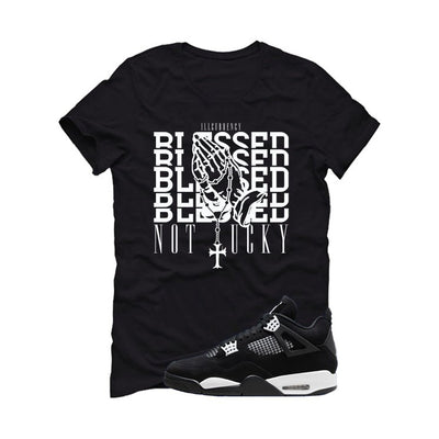 Air Jordan 4 White Thunder Black T-Shirt (Blessed not lucky)| illcurrency