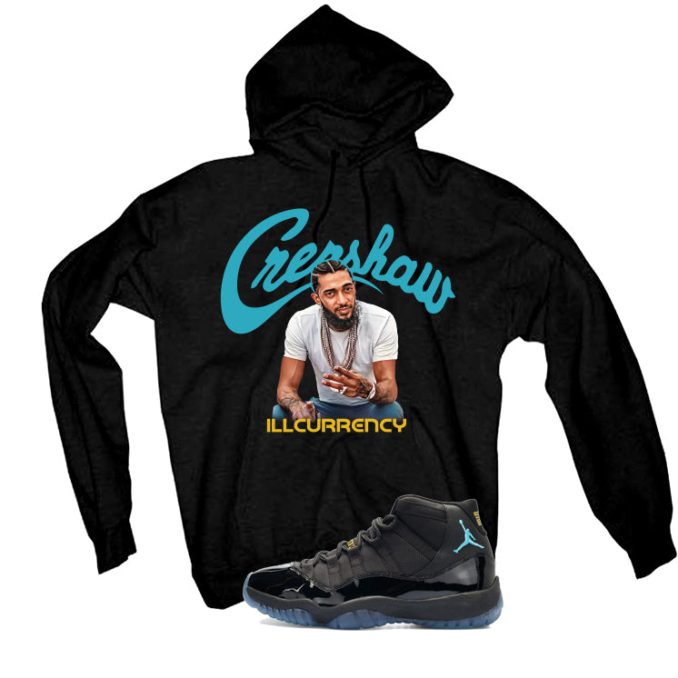 Air Jordan 11 Gamma Blue Matching T-Shirt, Sweatshirts & Hoodies Black T-Shirt (Crenshaw)| illcurrency