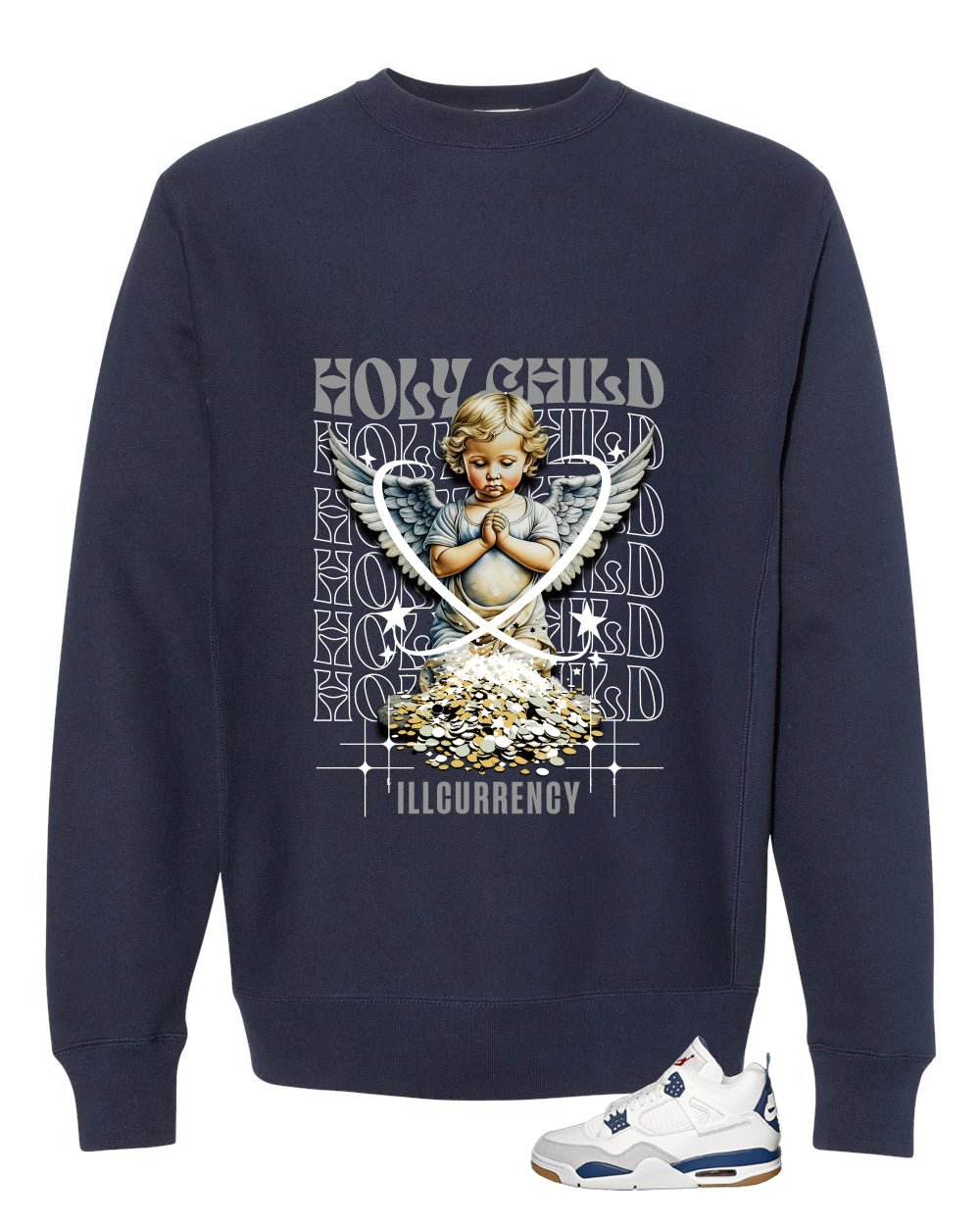 Nike SB x Air Jordan 4 Navy Navy Blue T-Shirt (Holy Child)| illcurrency
