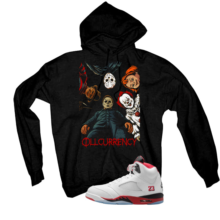Air Jordan 5 Fire Red Black Tongue Black Hoodies
