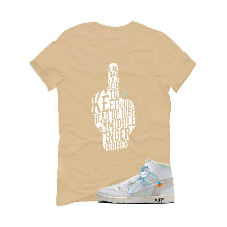 Off-White x Air Jordan 1 High OG Alaska Matching T-Shirt, Sweatshirts & Hoodies Tan T-Shirt (Middle Finger)| illcurrency