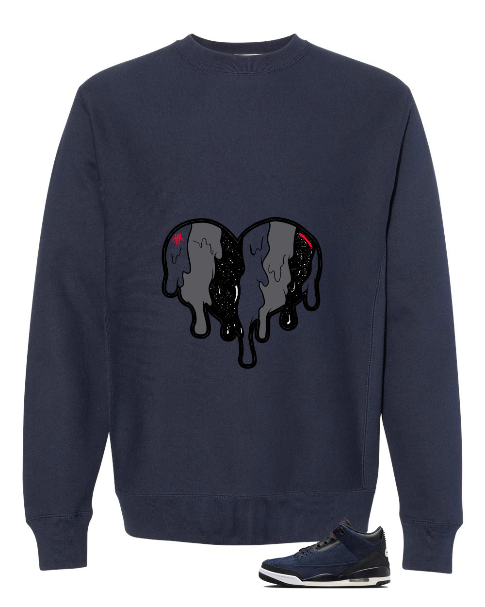 Levi’s x Air Jordan 3 Rigid Matching T-Shirt, Sweatshirts & Hoodies Navy Blue T-Shirt (Heart)| illcurrency