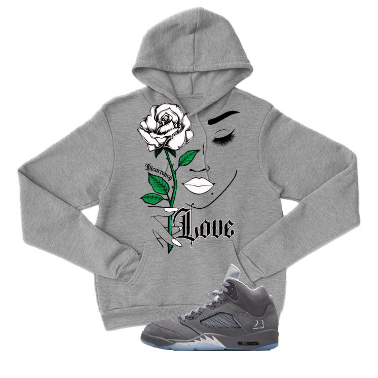 Air Jordan 5 Wolf Grey Matching T-Shirt, Sweatshirts & Hoodies Grey T-Shirt (Love)| illcurrency