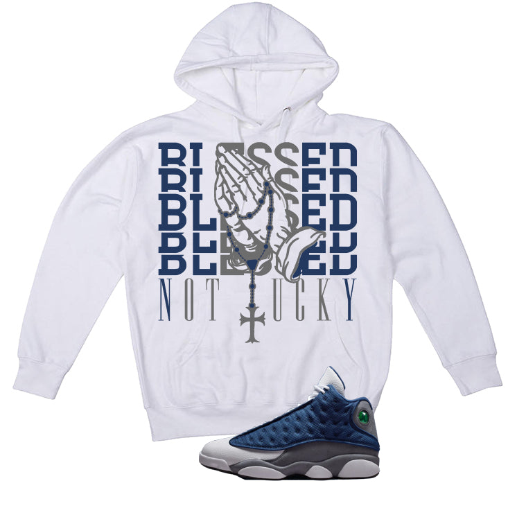 Air Jordan 13 Flint White T-Shirt (Blessed not lucky)| illcurrency