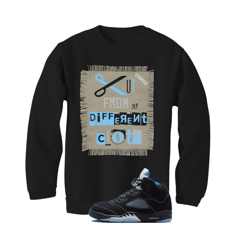 Air Jordan 5 Black/University Blue Matching T-Shirt Black T-Shirt (Cut from a different cloth)| illcurrency