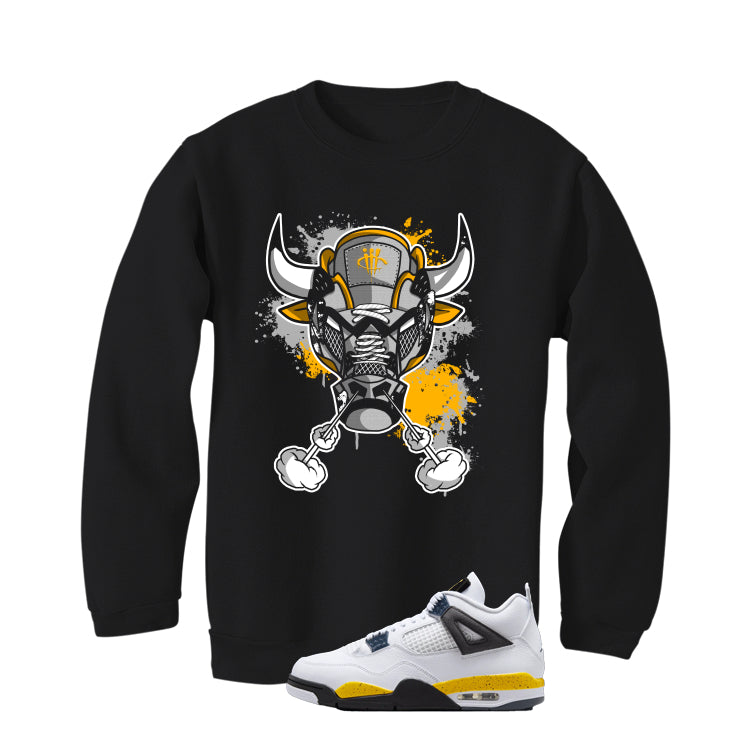 Air Jordan 4 Tour Yellow Matching T-Shirt Black T-Shirt (Bull #4)| illcurrency