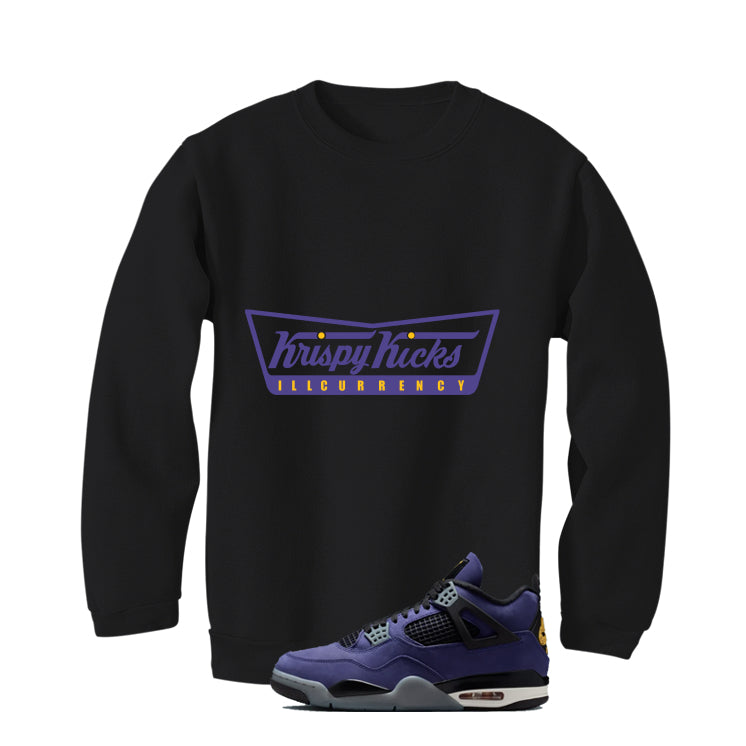 Air Jordan 4 OG Lakers Matching T-Shirt, Sweatshirts & Hoodies Black T-Shirt (Krispy Kicks)| illcurrency