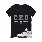 Air Jordan 4 White Cement Black T-Shirt (CEO)| illcurrency