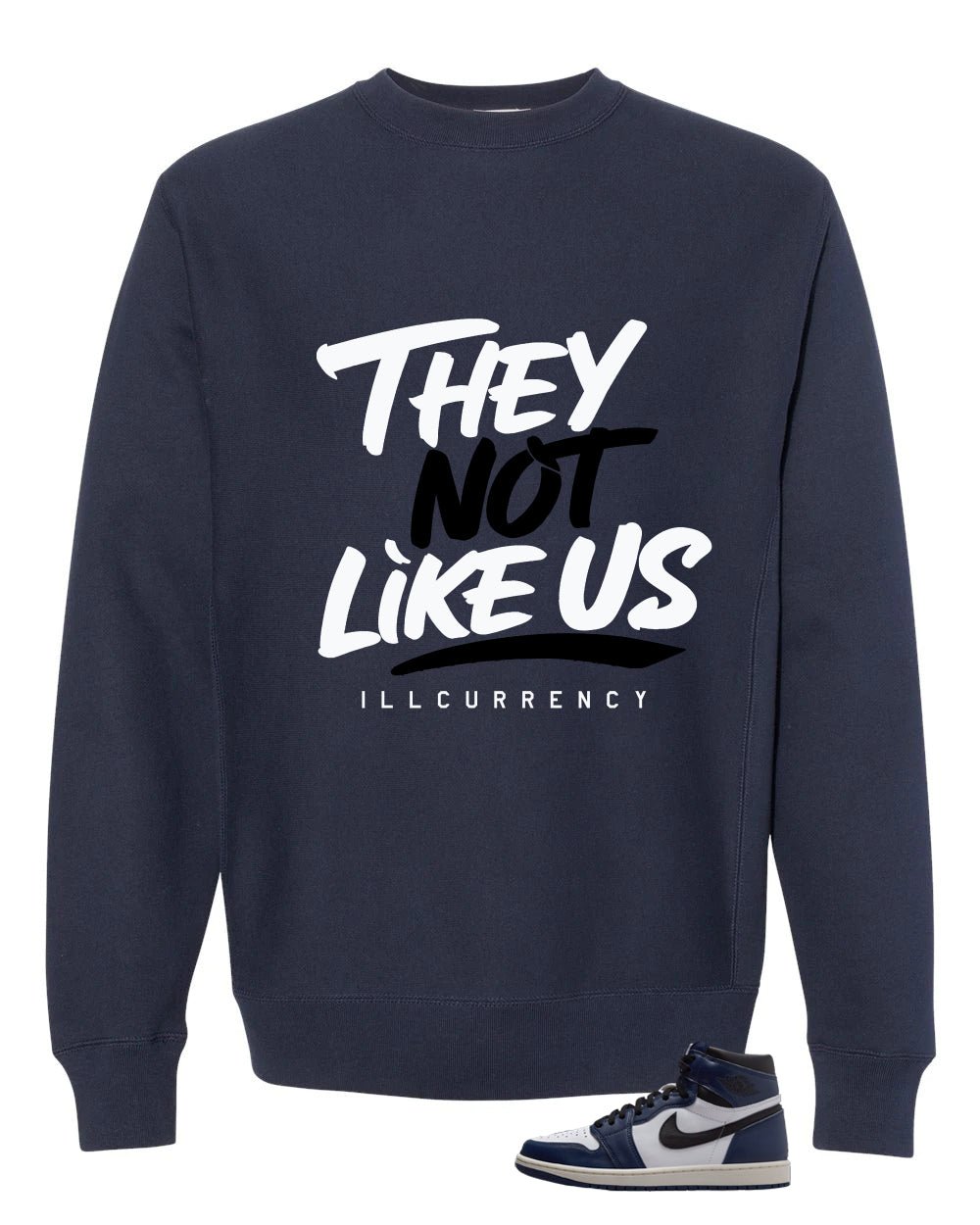 Air Jordan 1 High OG Midnight Navy Navy Blue T-Shirt (They not like us)| illcurrency