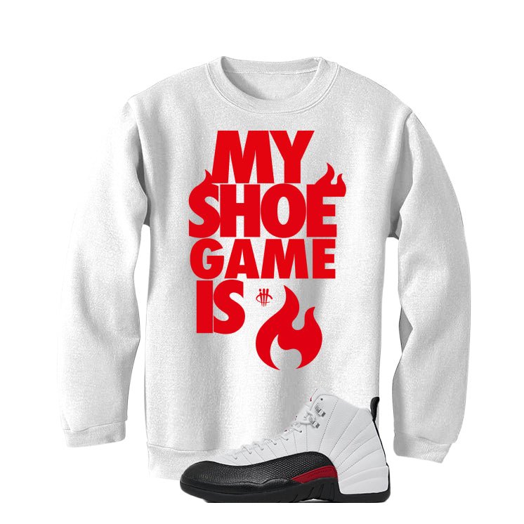 Air Jordan 12 “Red Taxi” | illcurrency White T-Shirt (MY SHOE IS LIT)