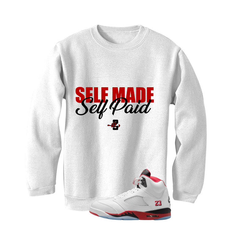 Air Jordan 5 Fire Red Black Tongue White T-Shirt (Self Made Self Paid)| illcurrency