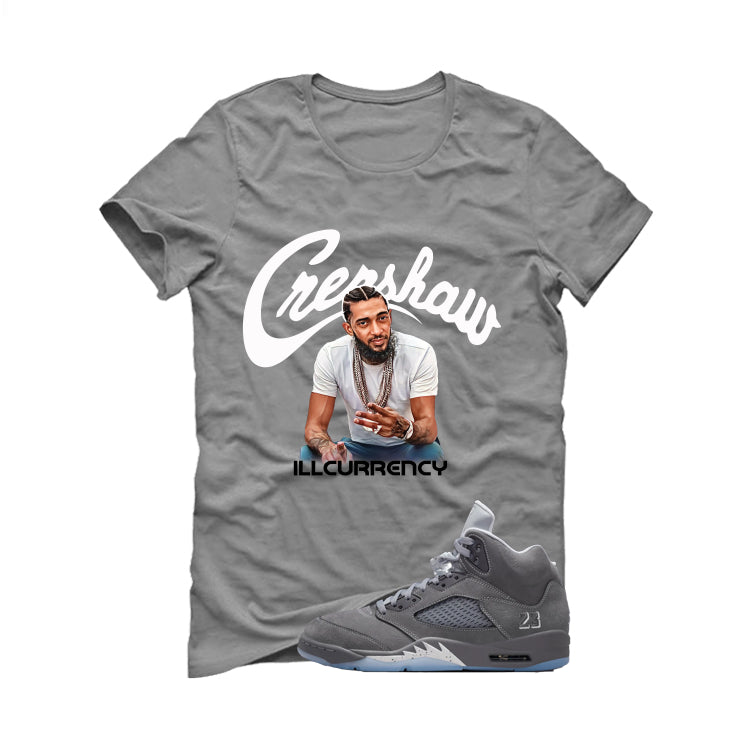 Air Jordan 5 Wolf Grey Matching T-Shirt, Sweatshirts & Hoodies Grey T-Shirt (Crenshaw)| illcurrency