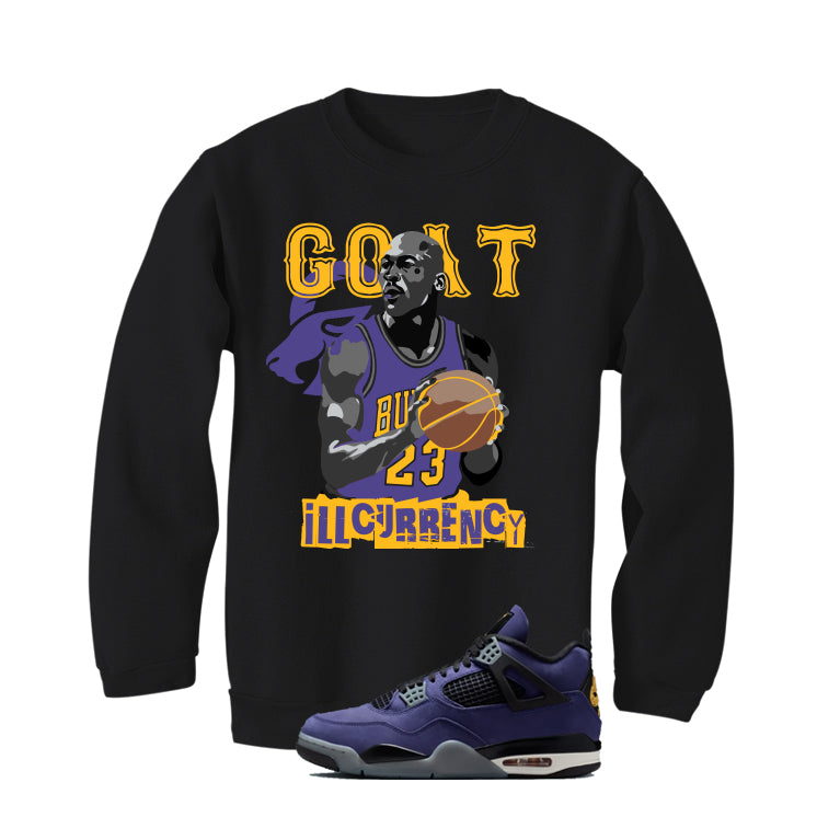 Air Jordan 4 OG Lakers Matching T-Shirt, Sweatshirts & Hoodies Black T-Shirt (GOAT 23)| illcurrency