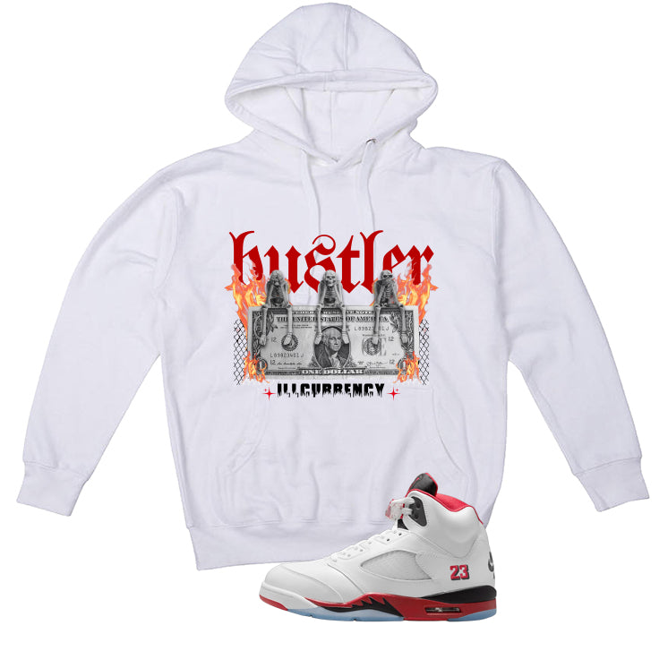 Air Jordan 5 Fire Red Black Tongue White T-Shirt (See No Evil Hustler)| illcurrency