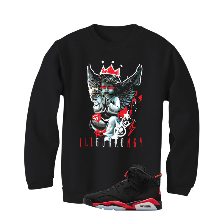 Air Jordan 6 Reverse Infrared Matching T-Shirt, Sweatshirts & Hoodies Black T-Shirt (Graffiti Angel)| illcurrency