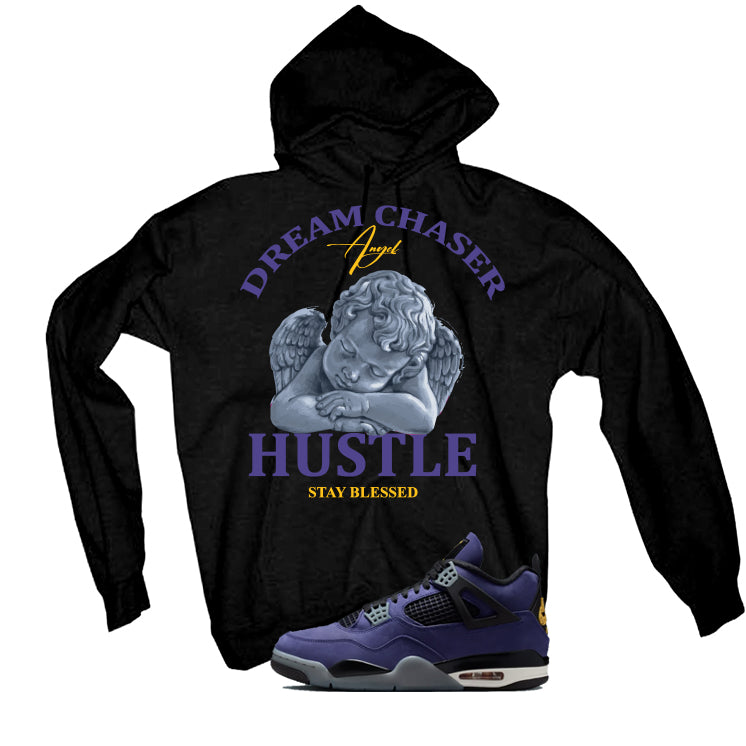 Air Jordan 4 OG Lakers Matching T-Shirt, Sweatshirts & Hoodies Black T-Shirt (Dream Chaser Angel)| illcurrency