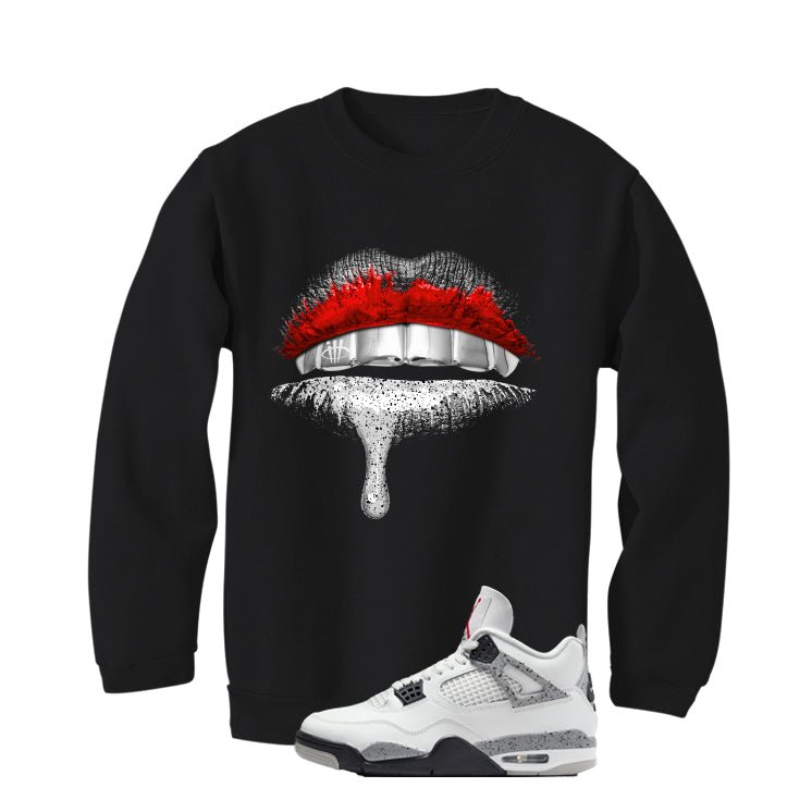 Air Jordan 4 White Cement Black T-Shirt (Lips)| illcurrency