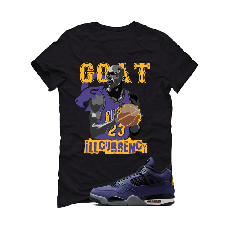 Air Jordan 4 OG Lakers Matching T-Shirt, Sweatshirts & Hoodies Black T-Shirt (GOAT 23)| illcurrency