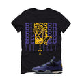 Air Jordan 4 OG Lakers Matching T-Shirt, Sweatshirts & Hoodies Black T-Shirt (Blessed not lucky)| illcurrency