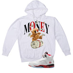 Air Jordan 5 Fire Red Black Tongue White T-Shirt (Money Bear)| illcurrency