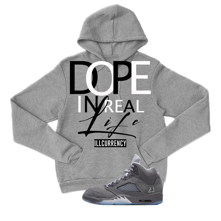 Air Jordan 5 Wolf Grey Matching T-Shirt, Sweatshirts & Hoodies Grey T-Shirt (DOPE)| illcurrency