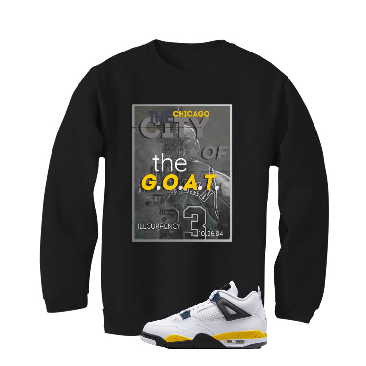 Air Jordan 4 Tour Yellow Matching T-Shirt Black T-Shirt (The City Of The Goat)| illcurrency