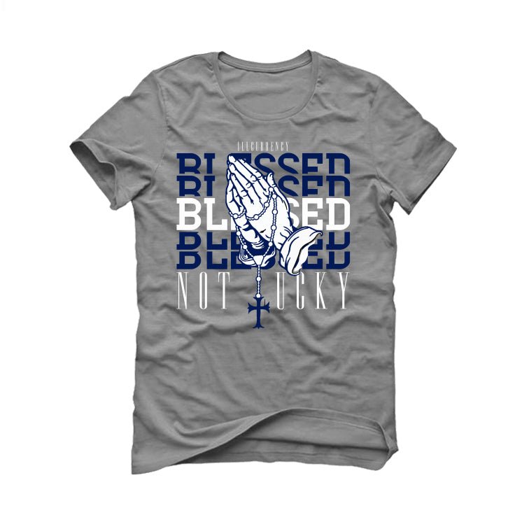 AIR JORDAN 3 “WHITE NAVY”| ILLCURRENCY Grey T-Shirt (Blessed not lucky)