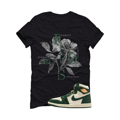 Air Jordan 1 High OG WMNS Fir Matching T-Shirt, Sweatshirts & Hoodies Black T-Shirt (Roses)| illcurrency