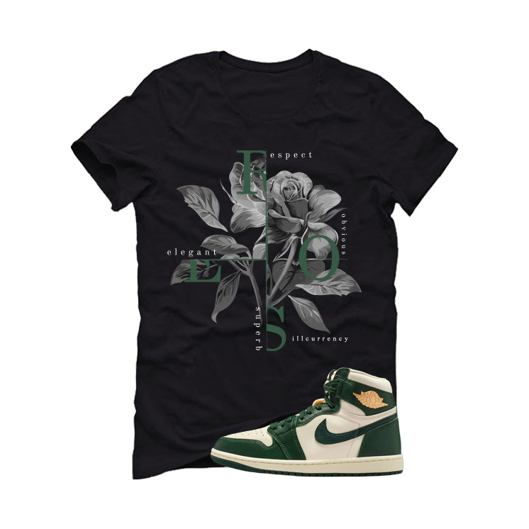Air Jordan 1 High OG WMNS Fir Matching T-Shirt, Sweatshirts & Hoodies Black T-Shirt (Roses)| illcurrency