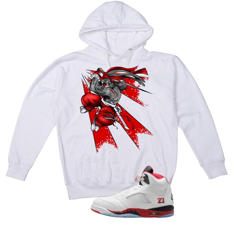 Air Jordan 5 Fire Red Black Tongue White T-Shirt (Bugs)| illcurrency