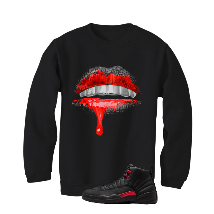 Air Jordan 12 Bloodline Matching T-Shirt, Sweatshirts, & Hoodies Black T-Shirt (Lips)| illcurrency