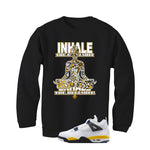 Air Jordan 4 Tour Yellow Matching T-Shirt Black T-Shirt (Inhale Exhale)| illcurrency