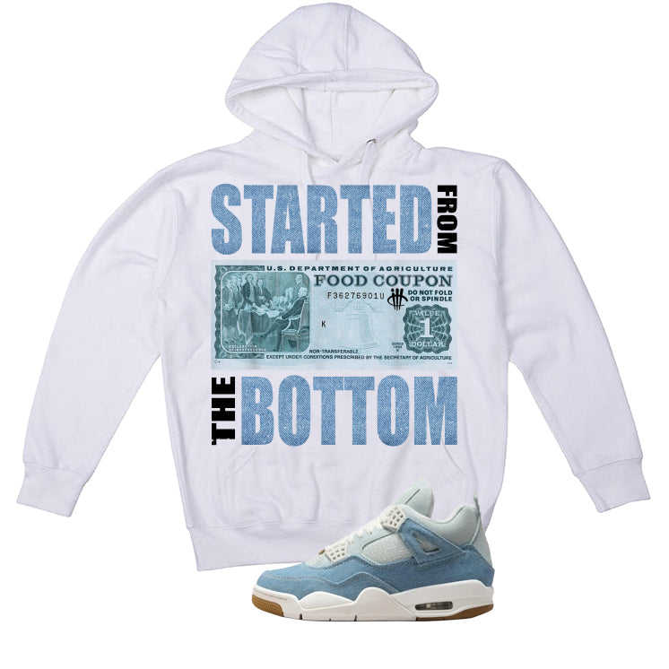 Air Jordan 4 Denim Worn Blue White T-Shirt (Started From The Bottom)| illcurrency