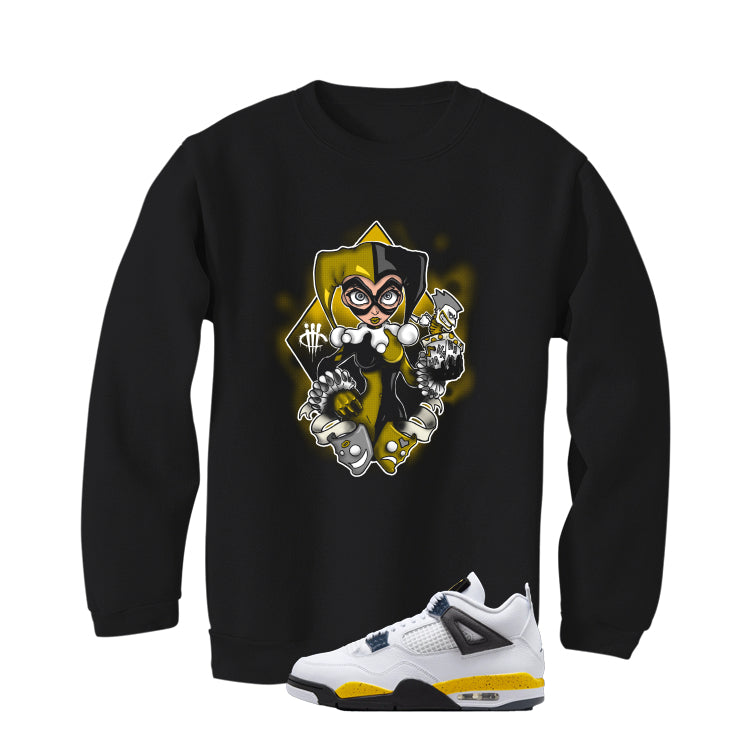 Air Jordan 4 Tour Yellow Matching T-Shirt Black T-Shirt (Jack in a Box)| illcurrency