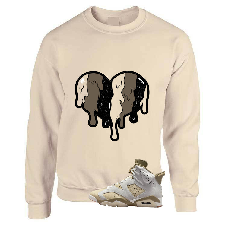 Air Jordan 6 Sail/Neutral Olive Matching T-Shirt, Sweatshirts & Hoodies Tan T-Shirt (Heart)| illcurrency