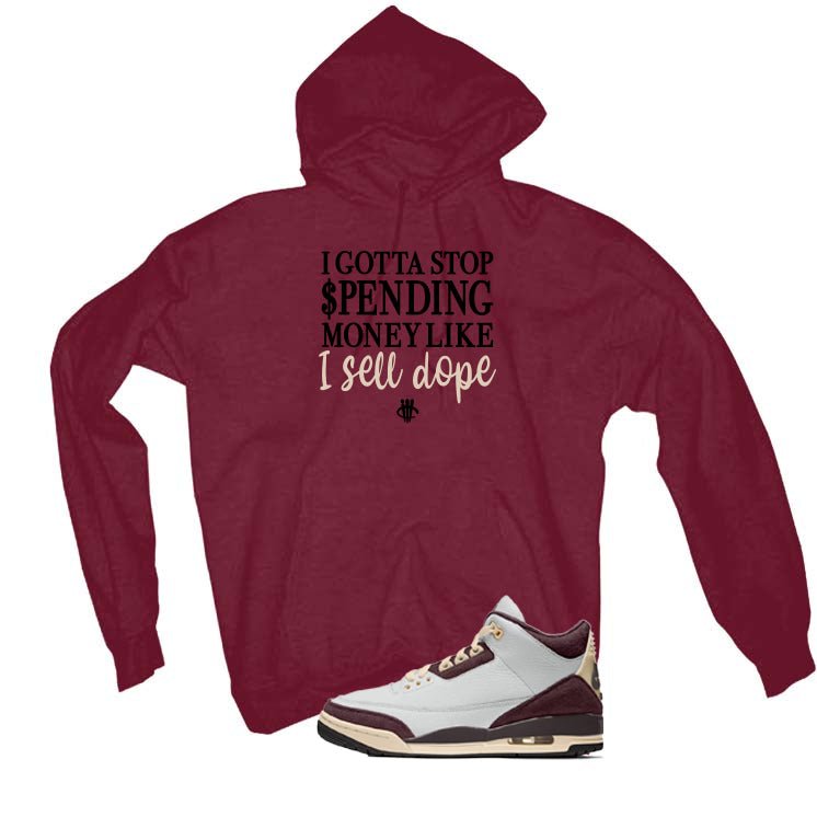 A Ma Maniere x Air Jordan 3 Burgundy Crush Maroon T-Shirt (STOP SPENDING MONEY)| illcurrency