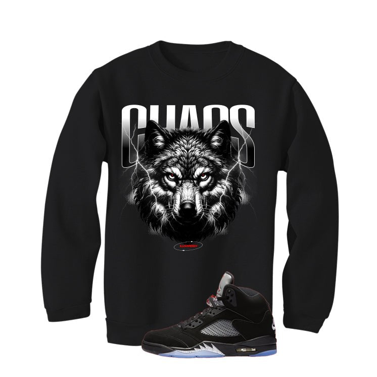 Air Jordan 5 Black Metallic Reimagined Black T-Shirt (Chaos)| illcurrency