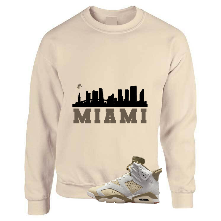 Air Jordan 6 Sail/Neutral Olive Matching T-Shirt, Sweatshirts & Hoodies Tan T-Shirt (Miami)| illcurrency