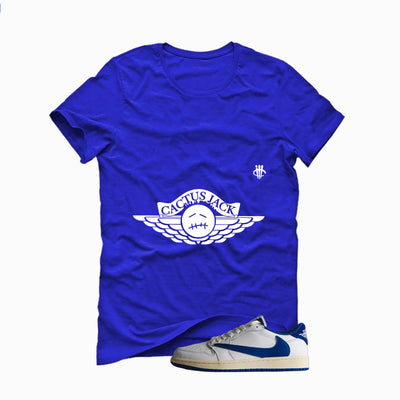 Travis Scott x Fragment x Air Jordan 1 Low OG 2025 Matching T-Shirt, Sweatshirts & Hoodies Royal Blue T-Shirt (Cactus Jack)| illcurrency
