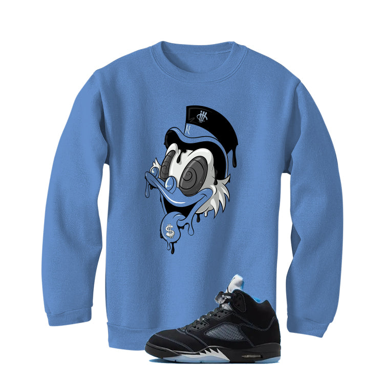 Air Jordan 5 Black/University Blue Matching T-Shirt Carolina Blue T-Shirt (Money Duck)| illcurrency