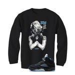 Air Jordan 5 Black/University Blue Matching T-Shirt Black T-Shirt (Marilyn Monroe stay ill)| illcurrency