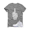Air Jordan 5 OG White Metallic Matching T-Shirt, Sweatshirts & Hoodies Grey T-Shirt (Middle Finger)| illcurrency