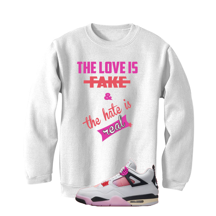 Air Jordan 4 Comic Matching T-Shirt White T-Shirt (Love Is Fake)| illcurrency